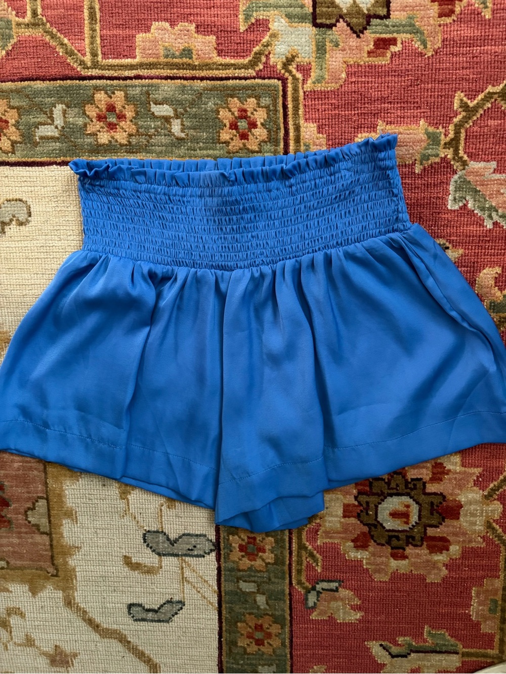 TCEC Blue Smocked High Waist Flowy Shorts Size Medium NWT